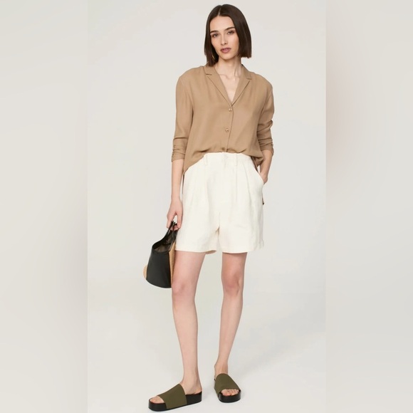 Anine Bing High Waist Cream Shorts - Picture 1 of 12